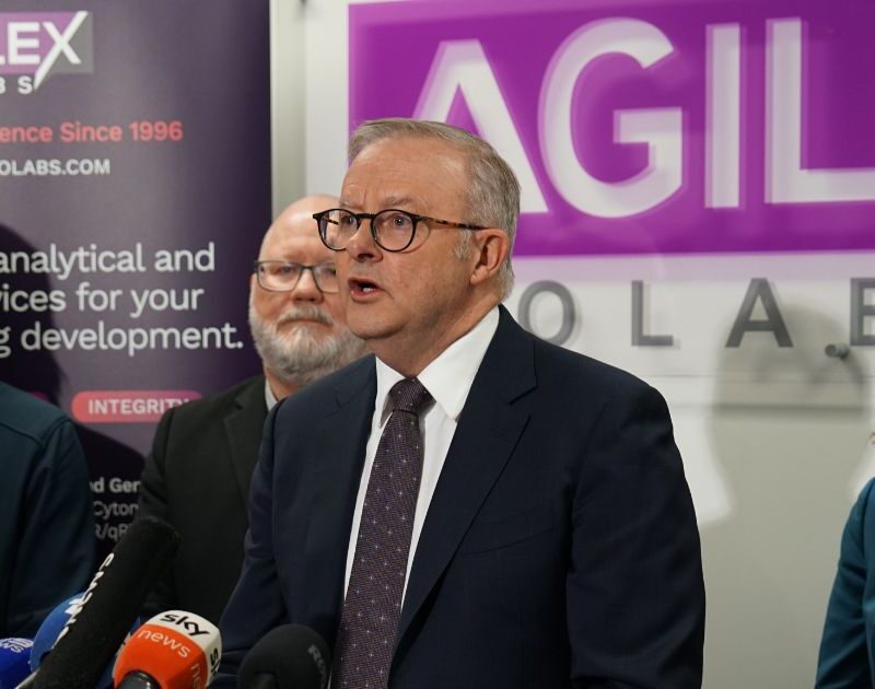 Prime Minister Anthony Albanese delivering a statement on South Australia’s toxic algal bloom response.