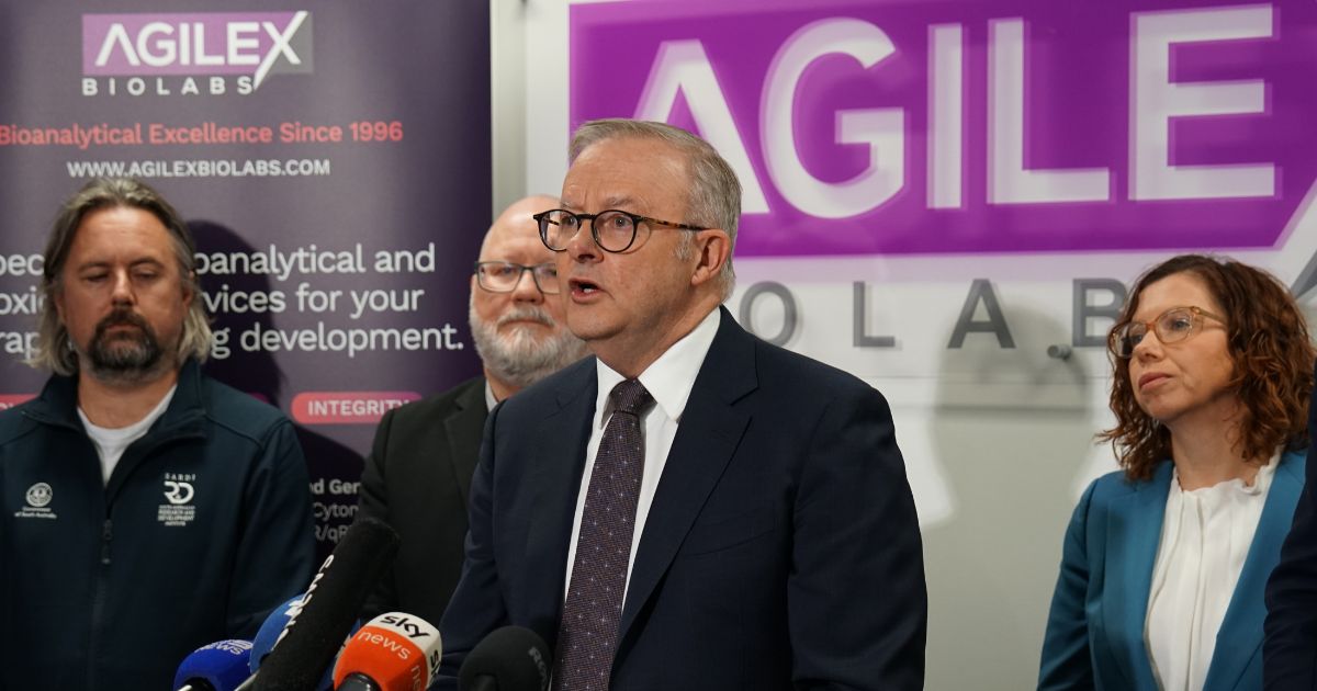 Prime Minister Anthony Albanese delivering a statement on South Australia’s toxic algal bloom response.