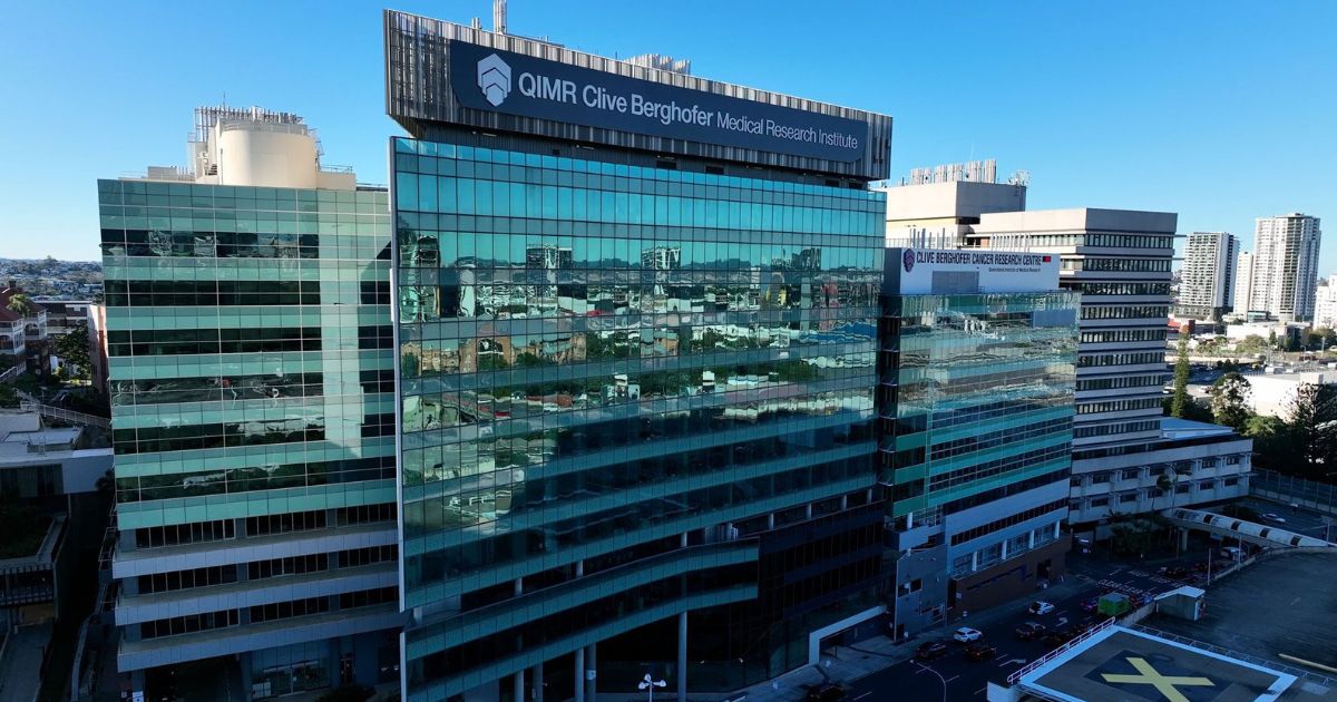 Aerial view of Brisbane’s QIMR Berghofer Medical Research Institute Campus, home to Agilex Biolabs’ new Flow Cytometry Laboratory.